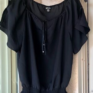 Womens GUESS black blouse size M peekaboo shoulder